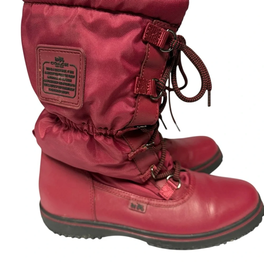 Coach Sage Burgundy Winter Snow Boots 7.5B - Picture 2 of 9